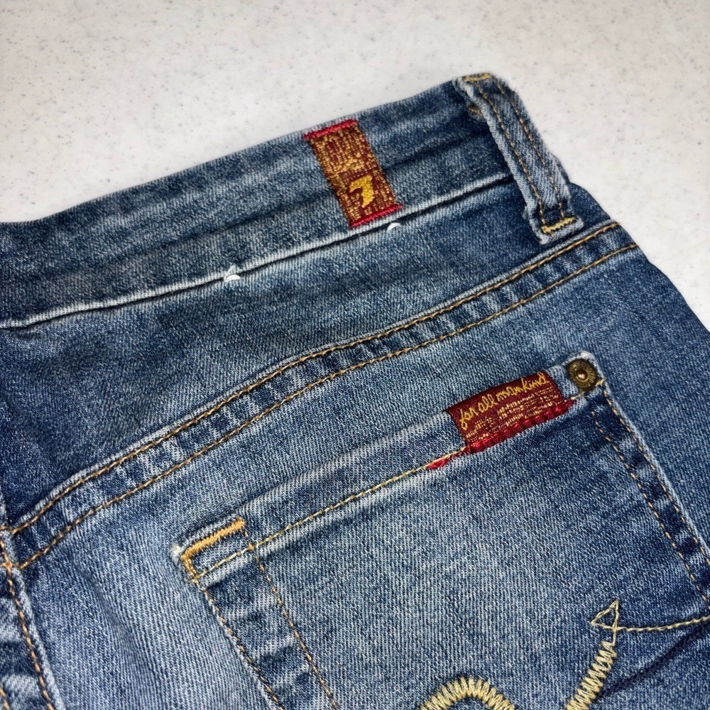 7 For All Mankind Kimmie Straight Leg Jeans Light Wash Size 0/2 - Picture 7 of 7